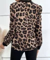 Kadın V Yaka Leopar Desen Mikro Bluz