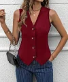 Kadın V Yaka önden Düğmeli Ithal Krep Yelek