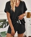 Kadın Waffle şort Tshirt Ikili Takım