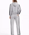 KADIN Yandan Şeritli Eşofman Takım Kapüşonlu Sweatshirt Boru Paça Alt, Oversize 3 Iplik Pamuklu - Gri