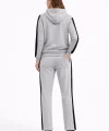 KADIN Yandan Şeritli Eşofman Takım Kapüşonlu Sweatshirt Boru Paça Alt, Oversize 3 iplik Pamuklu - Gri