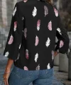 Kadın Yaprak Baskı Ayarlanabilir Fakir Kol Süper Soft Bluz