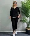 Kadın Yeni Sezon Uzun Kollu Ribana Detay Ikili Takım