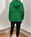Kadın Yeşil Kapşonlu Etek Ucu Detay Arma Ters Dikiş Gorunumlu Ikili Takım