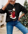 Kadın Yılbaşı Özel Uzun Kollu Bisiklet Yaka Desenli Viskon Iki Iplik Bluz