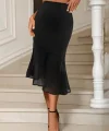 Kadın Yüksek Bel Asimetrik Detaylı Ithal Krep Etek