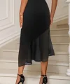 Kadın Yüksek Bel Asimetrik Detaylı Ithal Krep Etek