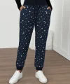 Kadın Yüksek Bel Bağcıklı Desenli Iki Iplik Pantolon