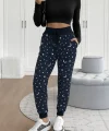 Kadın Yüksek Bel Bağcıklı Desenli Iki Iplik Pantolon