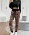 Kadın Yüksek Bel Bağcıklı Desenli Iki Iplik Pantolon