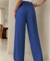 Kadın Yüksek Bel Bağcıklı Geniş Paçalı Uzun Bürümcük Pantolon