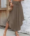 Kadın Yüksek Bel Belden Bağlamalı Asimetrik Kesim Detaylı Sandy Etek
