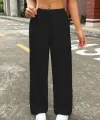 Kadın Yüksek Bel Bol Paça Bürümcük Pantolon