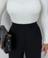 Kadın Yüksek Bel Cepli Cırt Kapama Janjan Krep Pantolon
