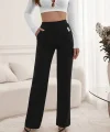 Kadın Yüksek Bel Cepli Geniş Kesim Ithal Krep Pantolon