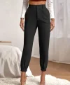 Kadın Yüksek Bel Cepli Paçası Lastikli Ithal Krep Pantolon