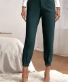 Kadın Yüksek Bel Cepli Paçası Lastikli Ithal Krep Pantolon