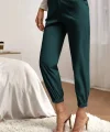 Kadın Yüksek Bel Cepli Paçası Lastikli Ithal Krep Pantolon