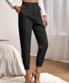 Kadın Yüksek Bel Cepli Paçası Lastikli Ithal Krep Pantolon