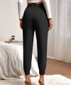 Kadın Yüksek Bel Cepli Paçası Lastikli Ithal Krep Pantolon