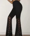 Kadın Yüksek Bel Dantel Detaylı Dalgıç Pantolon