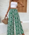 Kadın Yüksek Bel Desenli Geniş Paçalı Süprem Pantolon