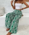 Kadın Yüksek Bel Desenli Geniş Paçalı Süprem Pantolon