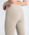 Kadın Yüksek Bel Fitilli Tayt - Bej