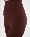 Kadın Yüksek Bel Fitilli Tayt - Bordo