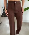 Kadın Yüksek Bel Full Likralı Krep Kumaş Pantolon