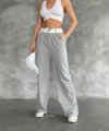 Kadın Yüksek Bel Garnili Bol Paça Pantolon