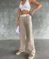 Kadın Yüksek Bel Garnili Bol Paça Pantolon