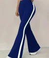 Kadın Yüksek Bel İspanyol Paçalı Yanlardan şerit Detaylı Dalgıç Tayt Pantolon