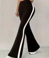 Kadın Yüksek Bel İspanyol Paçalı Yanlardan şerit Detaylı Dalgıç Tayt Pantolon