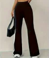 Kadın Yüksek Bel İspanyol Paçalı Yanlardan şerit Detaylı Dalgıç Tayt Pantolon