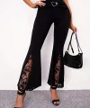 Kadın Yüksek Bel Kalpli Kemer Dantel Detaylı Dalgıç Pantolon