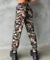 Kadın Yüksek Bel Kamuflaj Baskılı Bileği Lastik Detay İki İplik Pantolon