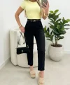 Kadın Yüksek Bel Kemersiz Ithal Krep Pantolon