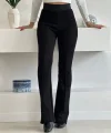 Kadın Yüksek Bel Lastik Kemerli çımalı Pantolon