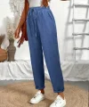 Kadın Yüksek Bel Lastikli Belde Bağcık Detaylı Aerobin Pantolon