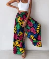 Kadın Yüksek Bel Lastikli Desenli Süprem Pantolon