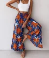 Kadın Yüksek Bel Lastikli Desenli Süprem Pantolon
