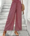 Kadın Yüksek Bel Lastikli önden Iki Parçalı Desenli Bürümcük Pantolon