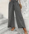 Kadın Yüksek Bel Lastikli önden Iki Parçalı Desenli Bürümcük Pantolon