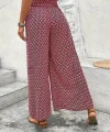 Kadın Yüksek Bel Lastikli önden Iki Parçalı Desenli Bürümcük Pantolon