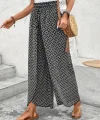Kadın Yüksek Bel Lastikli önden Iki Parçalı Desenli Bürümcük Pantolon