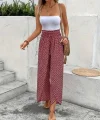Kadın Yüksek Bel Lastikli önden Iki Parçalı Desenli Bürümcük Pantolon