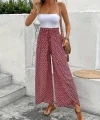 Kadın Yüksek Bel Lastikli önden Iki Parçalı Desenli Bürümcük Pantolon