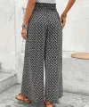 Kadın Yüksek Bel Lastikli önden Iki Parçalı Desenli Bürümcük Pantolon