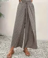 Kadın Yüksek Bel Lastikli önden Iki Parçalı Desenli Bürümcük Pantolon